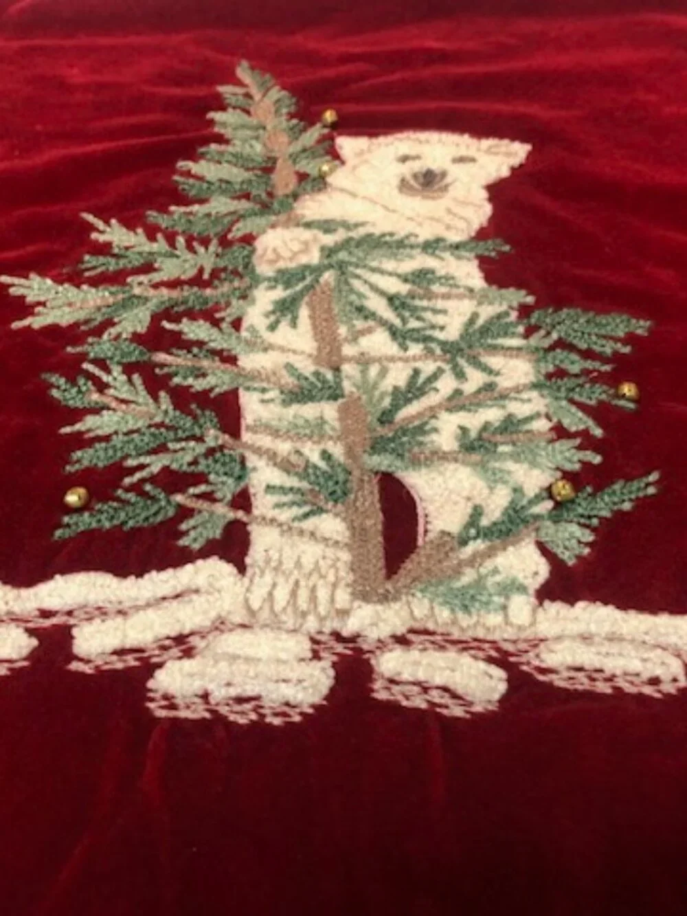 Pottery Barn Christmas throw pillow cover cotton red velvet tree & Polar Bear